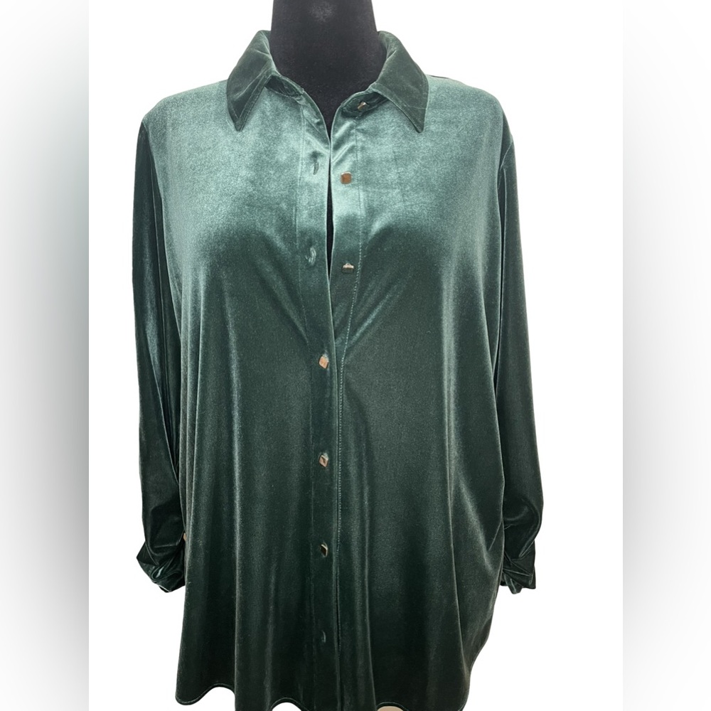 Velvet Button Front Long Sleeve Shirt
